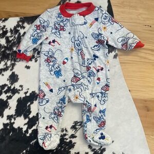 Disney Baby Infant Zip Footie Sleeper Size 0-3 Months Mickey Minnie Mouse